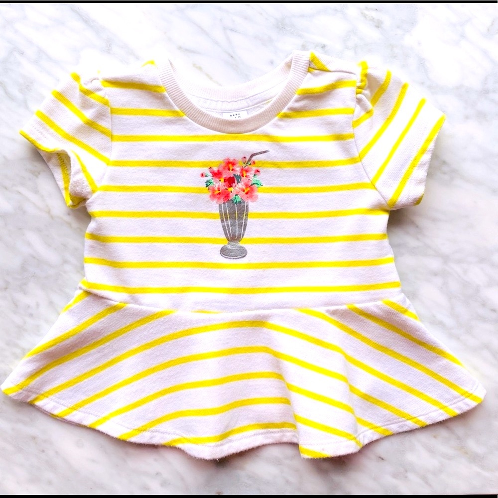18-24M Baby Gap Striped Ruffled Top- Tropical Cocktail